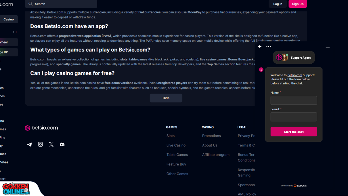 Betsio Casino Klantenservice
