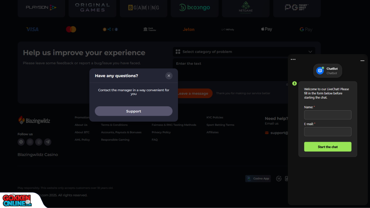 BlazingWildz Casino Klantenservice