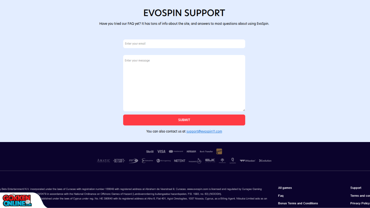 Evospin Casino Casino Klantenservice