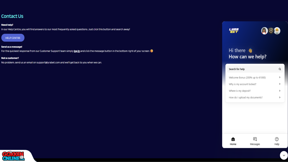 LyraBet Casino Klantenservice
