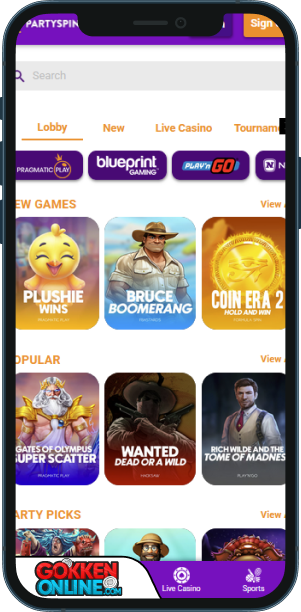 PartySpins Casino Mobiele app