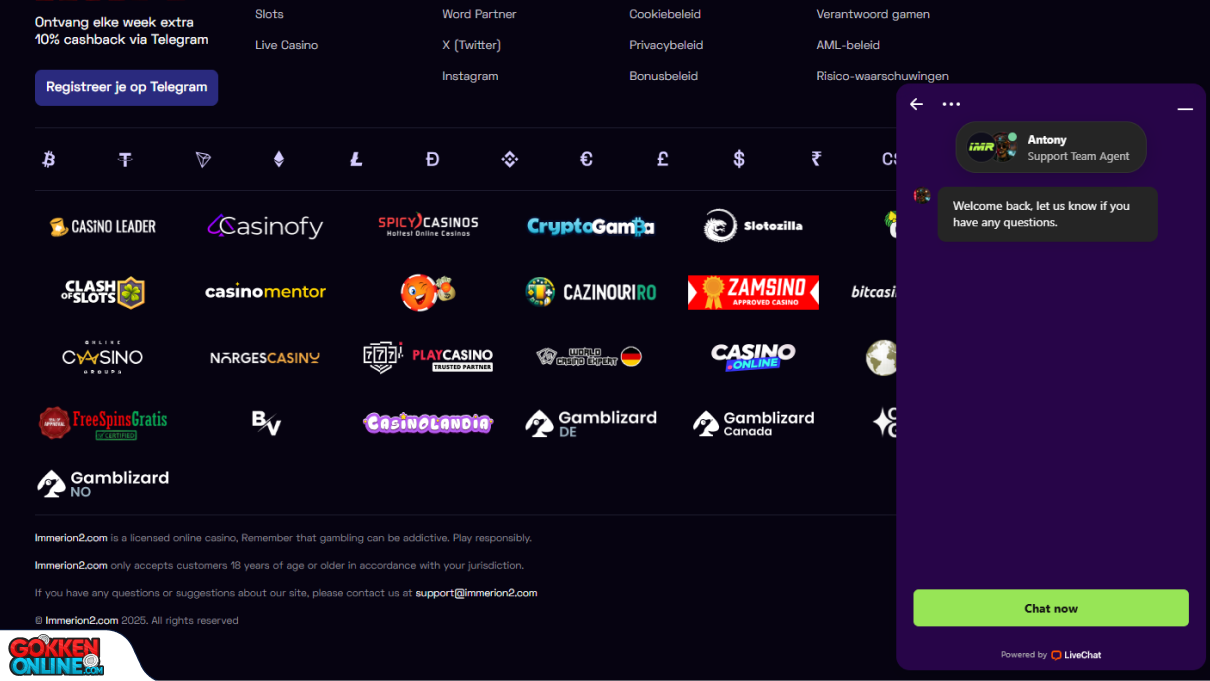 Immerion Casino Klantenservice