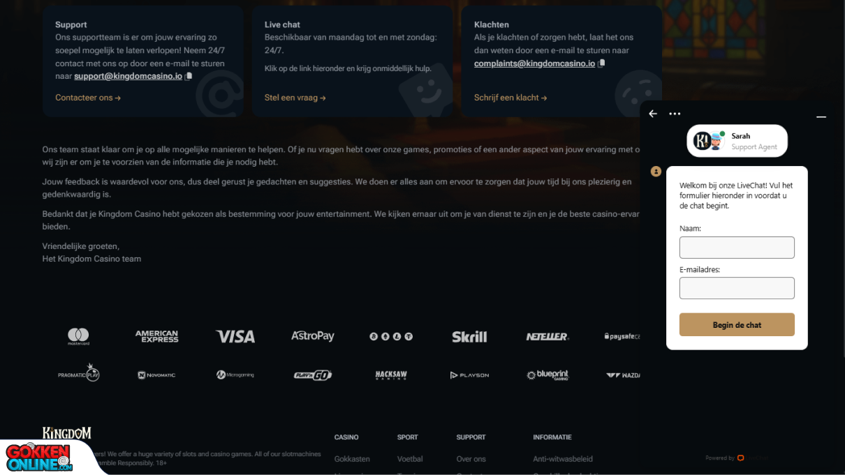 Kingdom Casino Klantenservice