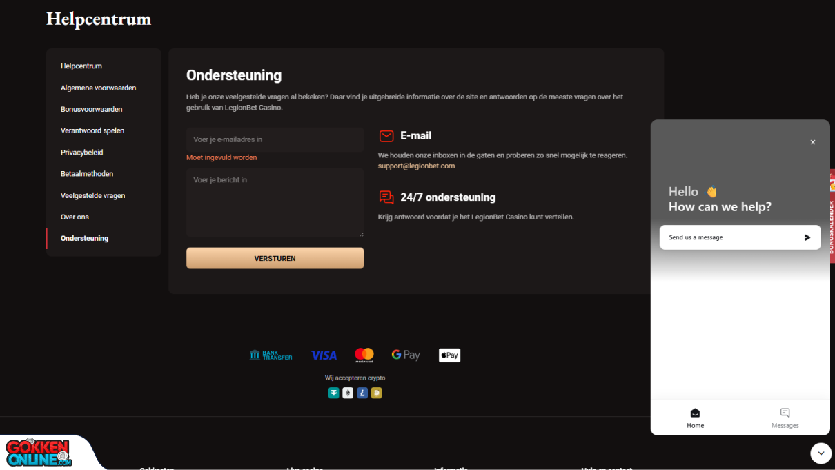 LegionBet Casino Klantenservice