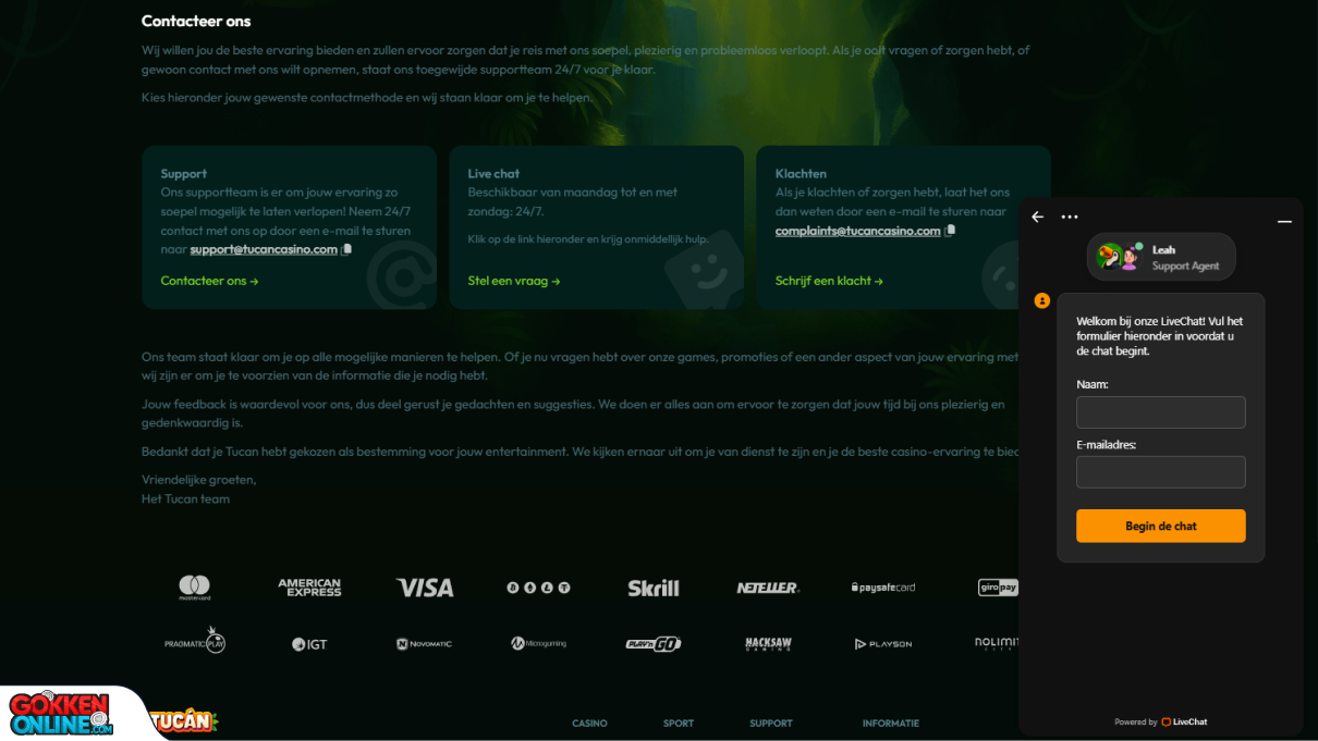 Tucan Casino Klantenservice