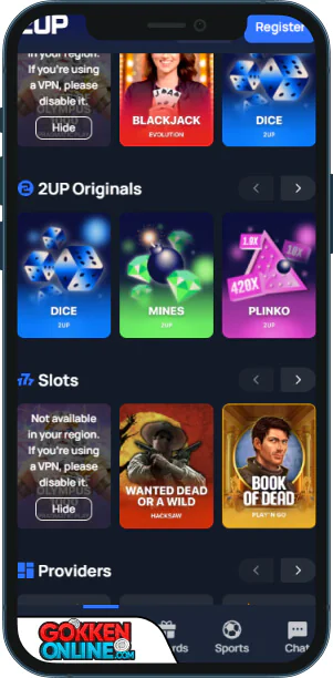 2UP.io Casino Mobiele app