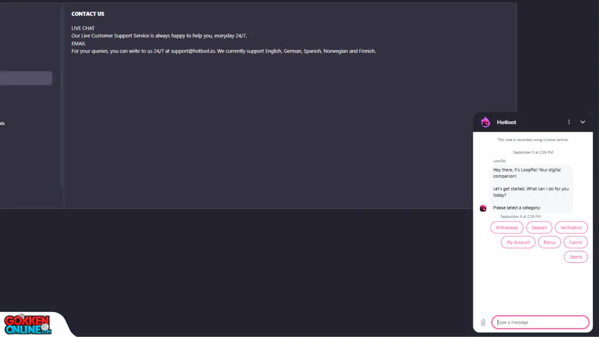 Hotloot Casino Klantenservice