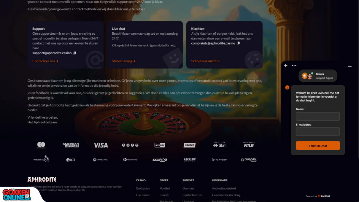 Aphrodite Casino Klantenservice