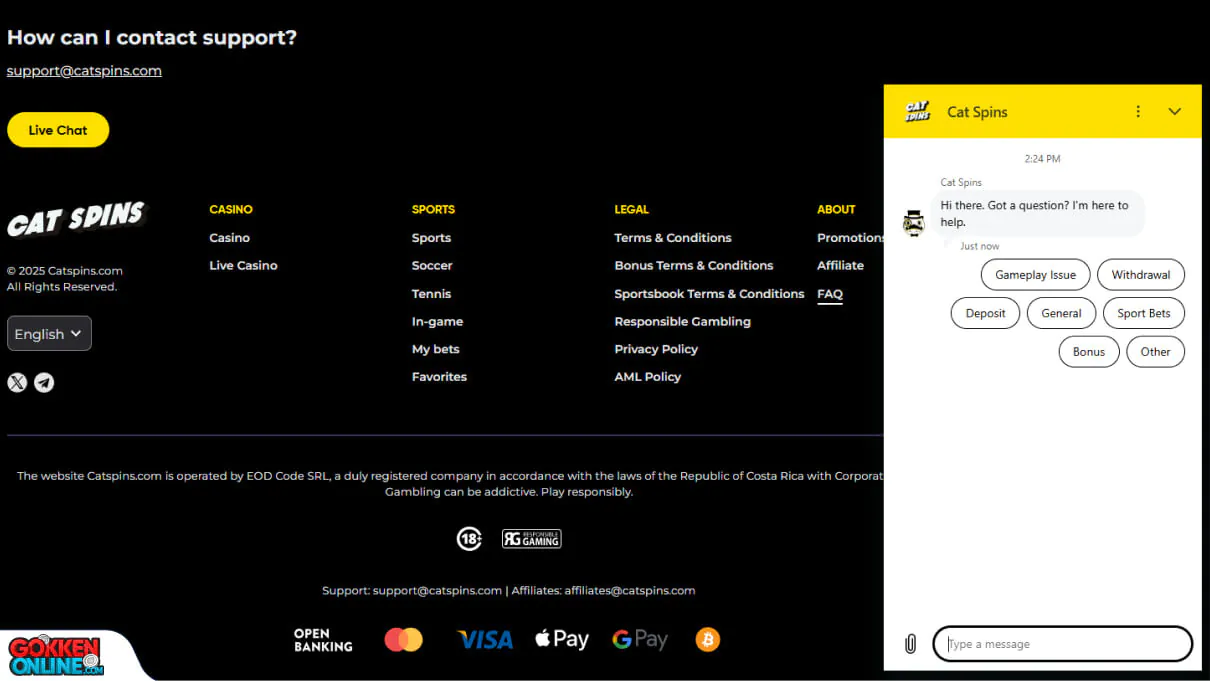 CatSpins Casino Klantenservice