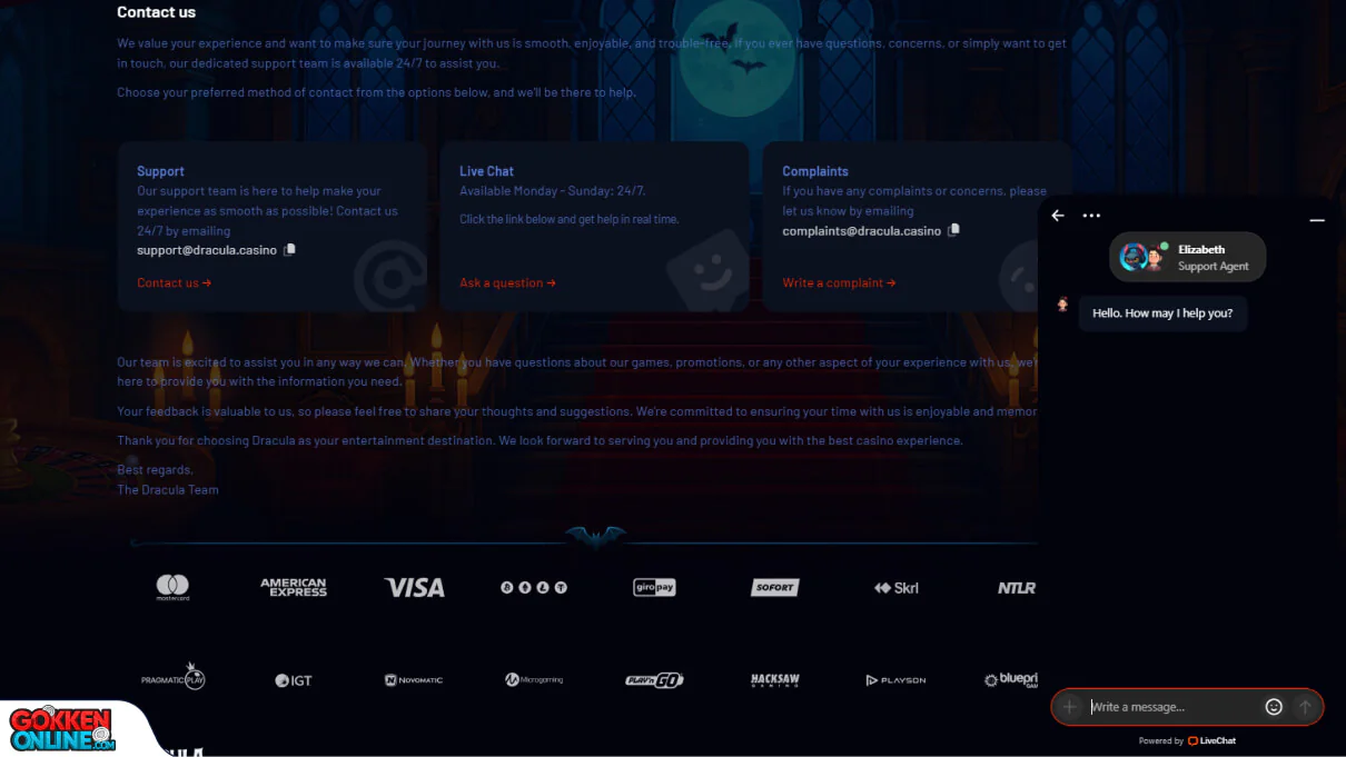 Dracula Casino Klantenservice