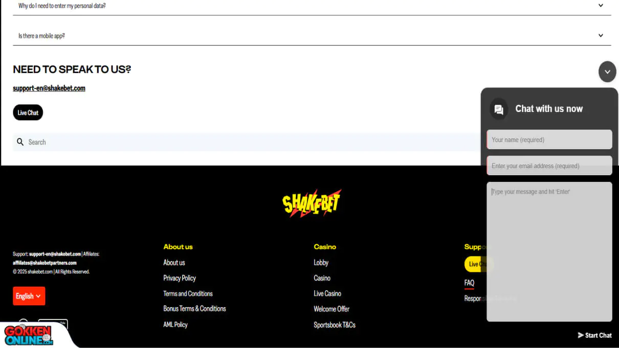 ShakeBet Casino Klantenservice