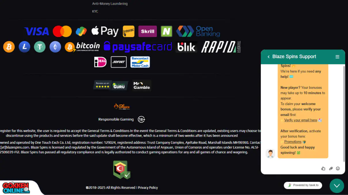 Blaze Spins Casino Klantenservice