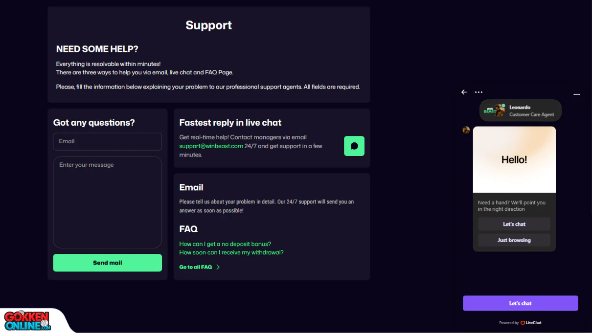 WinBeast Casino Klantenservice