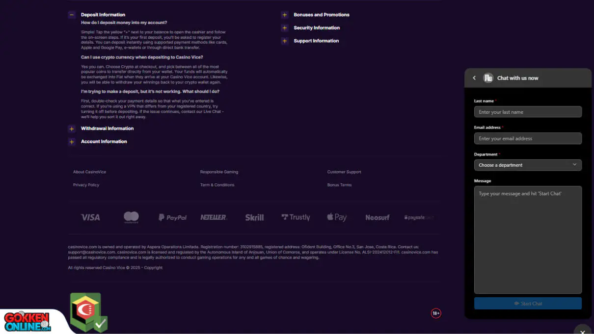 Casino Vice Klantenservice