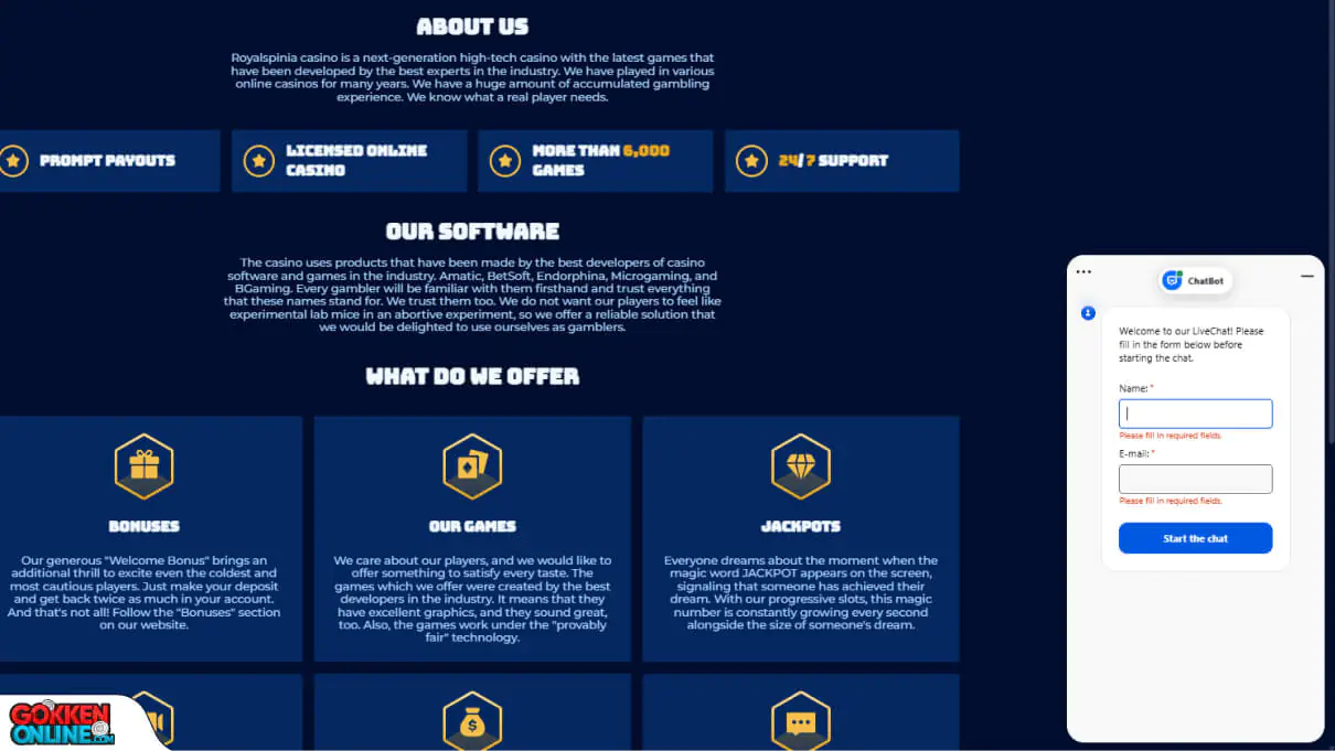 Royal Spinia Casino Klantenservice