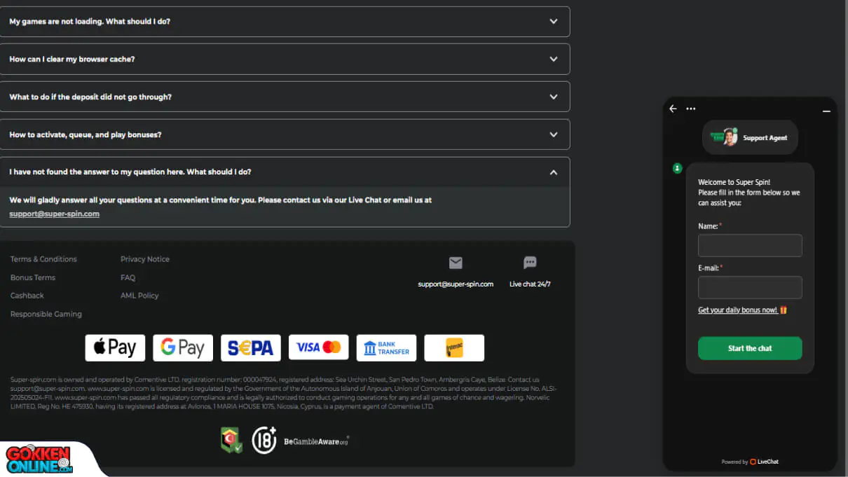 Super Spin Casino Klantenservice