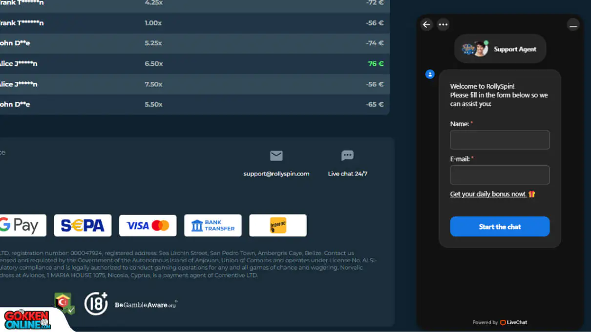 Rollyspin Casino Klantenservice