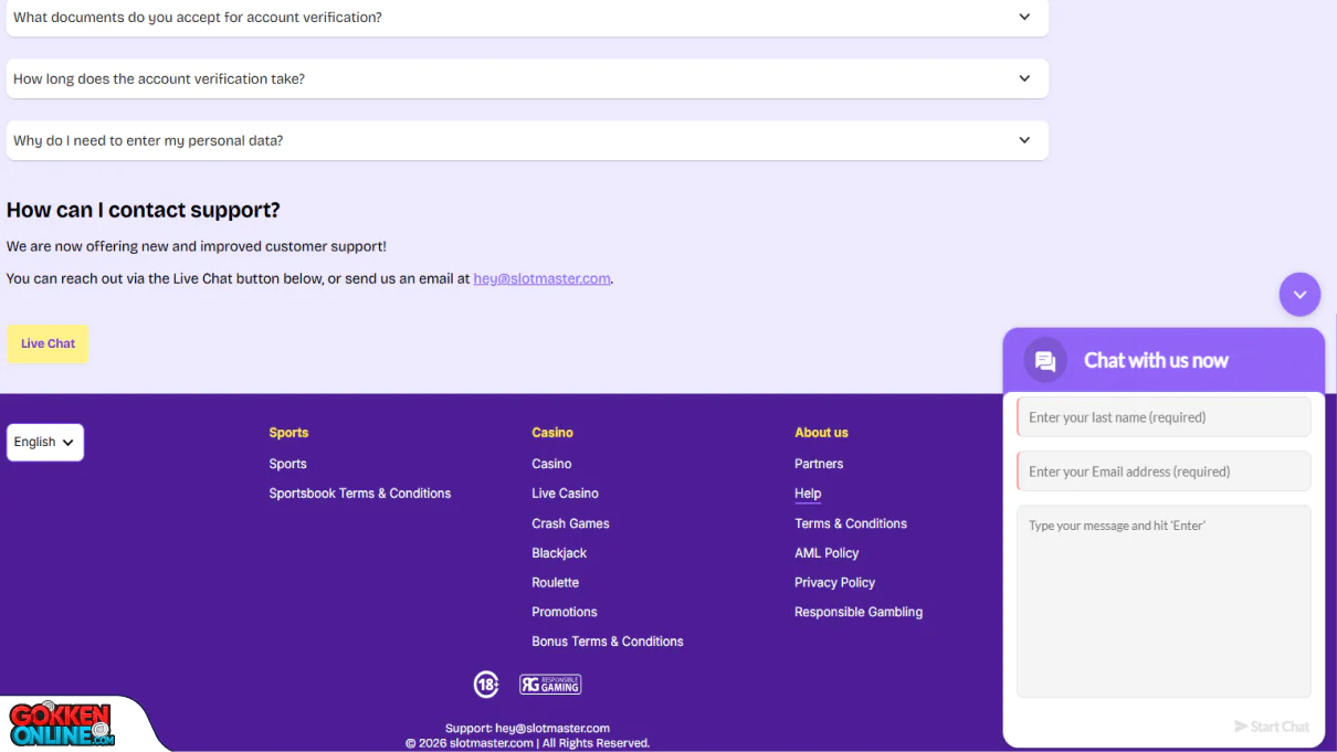 SlotMaster Casino Klantenservice