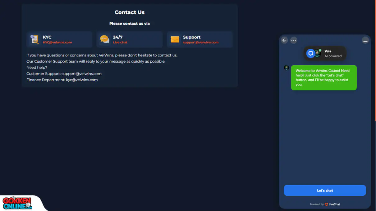 Velwins Casino Klantenservice